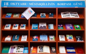 Gənclər Kitabxanasında Müstəqilliyin Bərpası Günü ilə əlaqədar silsilə materiallar hazırlanıb