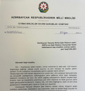 Fazil Mustafa Vaqif Aslanı təbrik edib