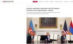&ldquo;The Jerusalem Post&rdquo; Azərbaycan  Prezidentinin və Ermənistanın Baş nazirinin Vaşinqton g&ouml;r&uuml;ş&uuml;ndən və Zəngəzur dəhlizindən yazıb