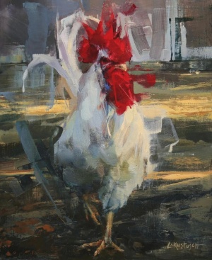 RƏSM QALEREYASI, Linsdey Kustuş, &ldquo;D&ouml;y&uuml;şkən xoruz&rdquo;